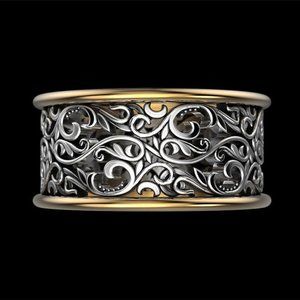 🎁 Beautiful Carved Dainty Double Layer Wide Vintage Ring for Women/Man,PD732